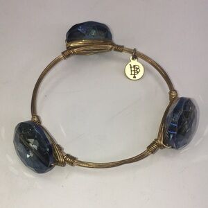 Bourbon & Boweties Gold Wire Blue Crystal Bracelet